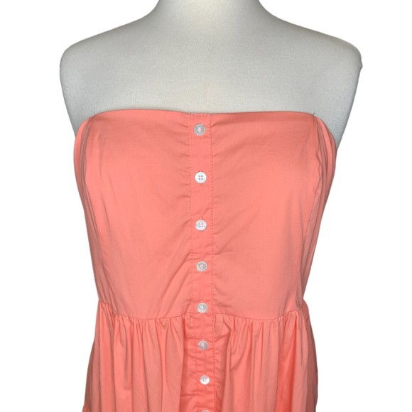 NWT STAUD Strapless Midi Length Elroy Dress in Grapefruit Size XL Tiered Skirt - Picture 7 of 12